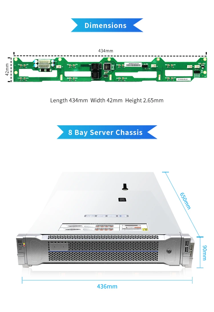 2U 8-bay Rackmount Chassis with Straight-through Backplane CC3K08-08S