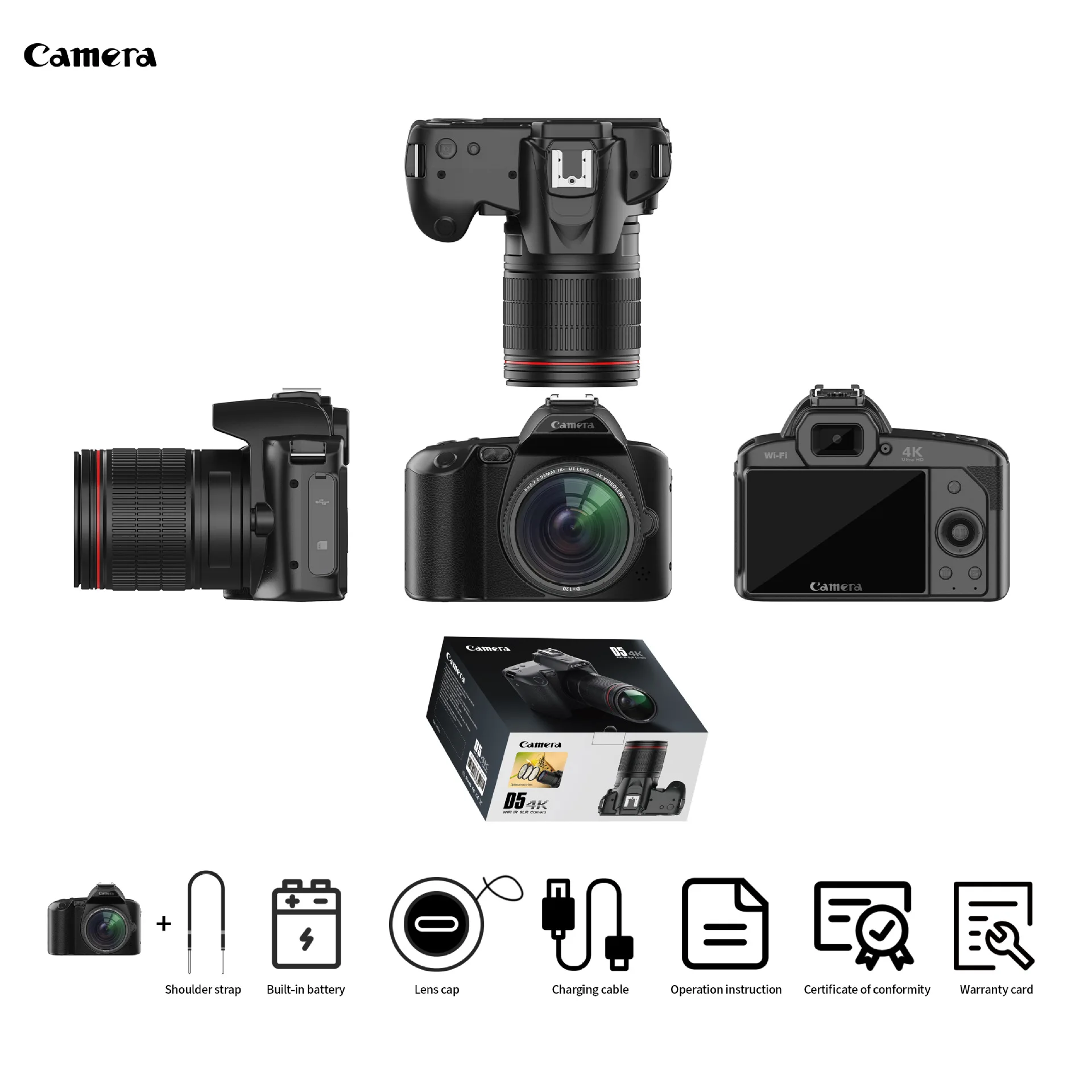 Factory OEM ODM Professional Digital DV DSLR Camera New 16X Zoom 64 MP 4K HD Night Vision Wifi Low Price SD Card Compatible