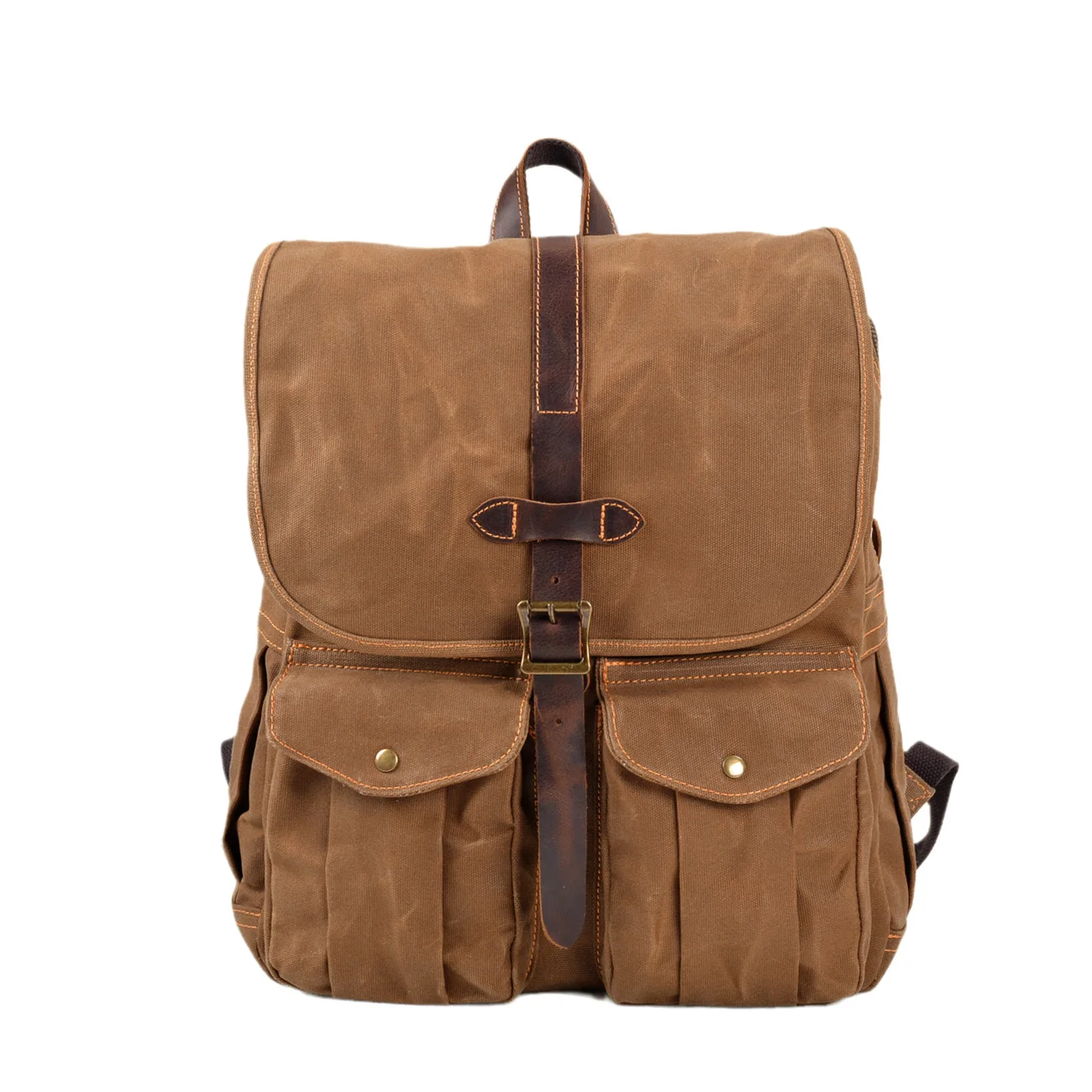 Vintage Oil Wax Canvas Backpack Outdoor Large Capacity Sports Travel Bag Student Schoolbag