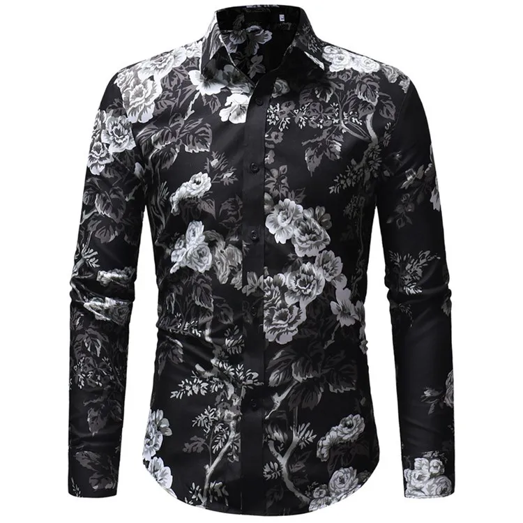 Men‘s T-Shirt Fashion Graphic Short Sleeve Black Flower Floral Colorful T  Shirt