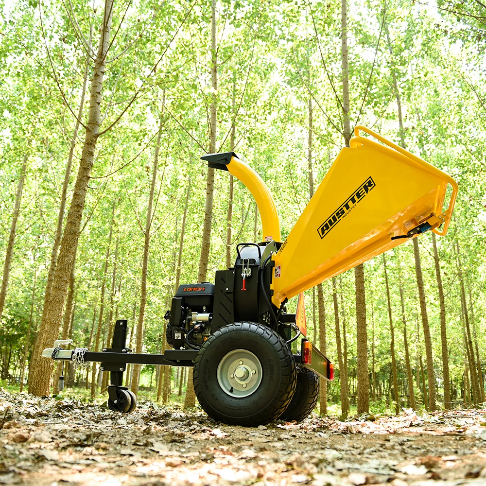 AUSTTER  Auto Feeding Trailer Mounted  Industrial Agriculture Wood Shredder Wood Chipper for Forestry Garden