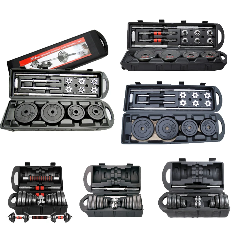 Factory Cast Iron Sales Gym Free Strength Weight Training Connector Option Dumbells Adjustable 50kg Barbell Dumbbells Sets