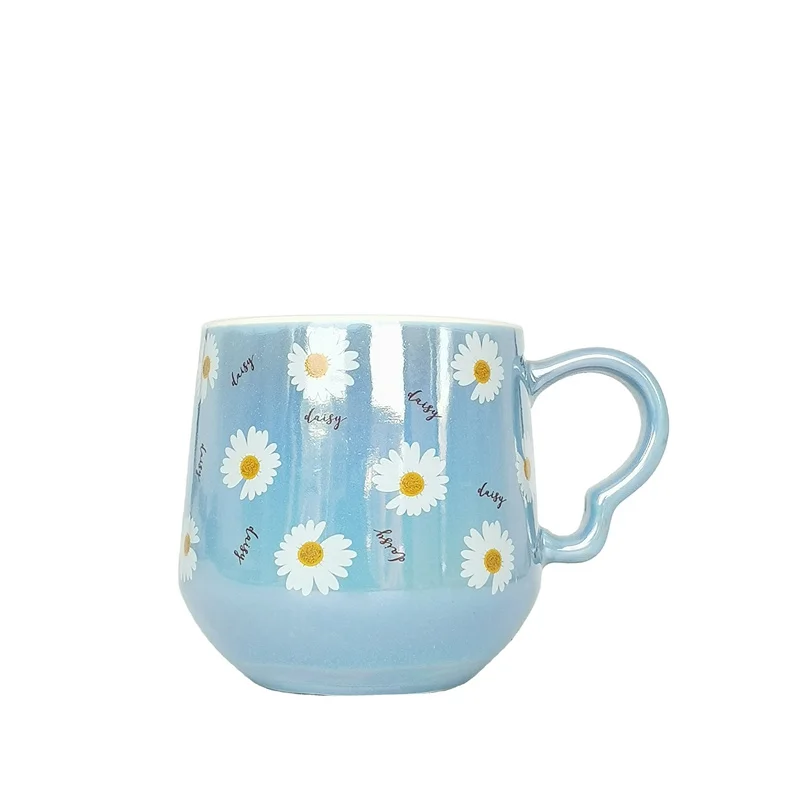 Factory Custom Unglazed Ceramic Mug With Lid Blue Ceramic Mug Coffee Mug