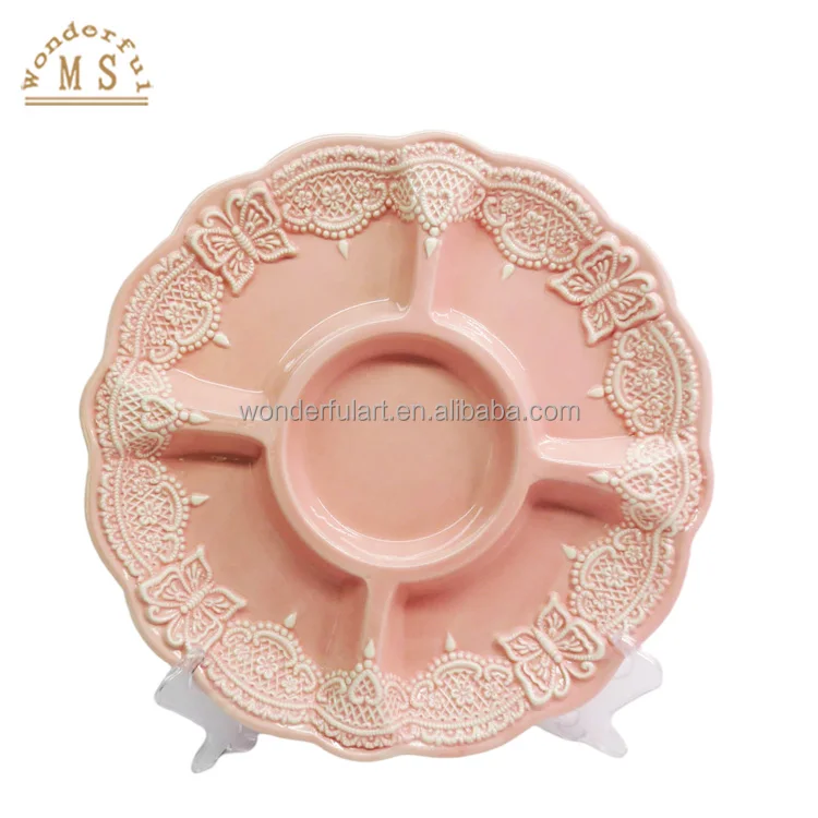 Customized Ceramic Pink Color Glazing Butterflies Ties Lacing Mug Kitchenware Tableware for Harvest Festival Party