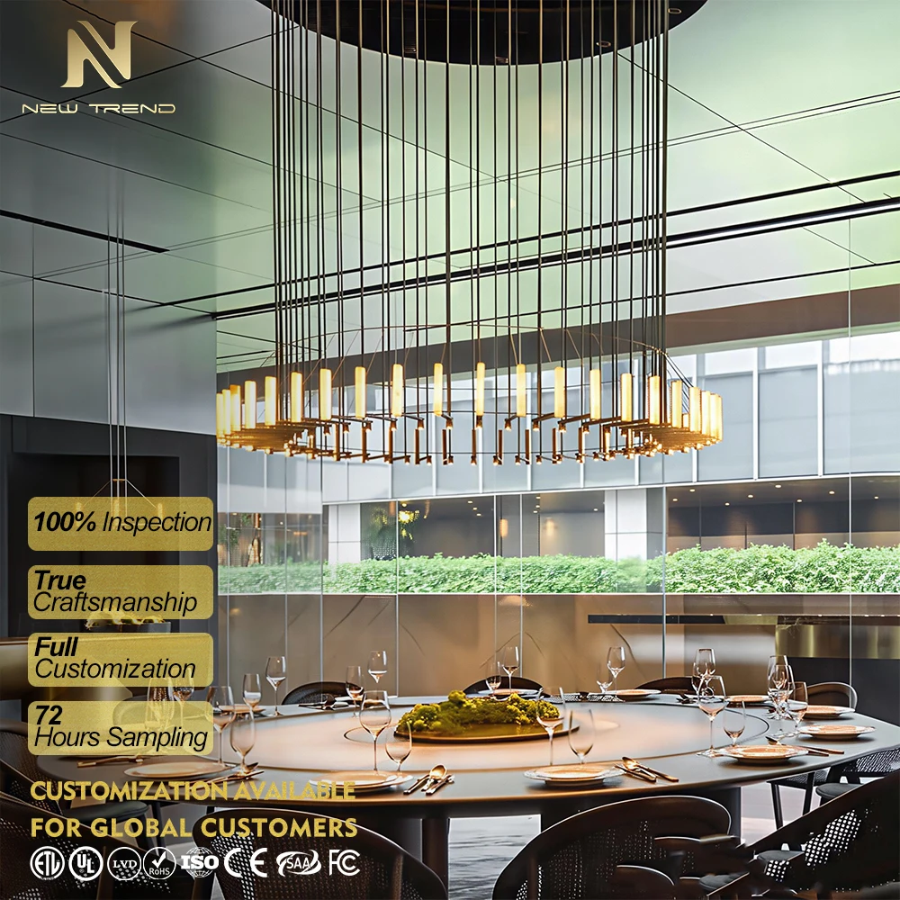 CPL-490Bespoke Modern alabaster Pendant Light Custom Onyx Chandelier for Hotel Banquet Hall Luxury Lobbies
