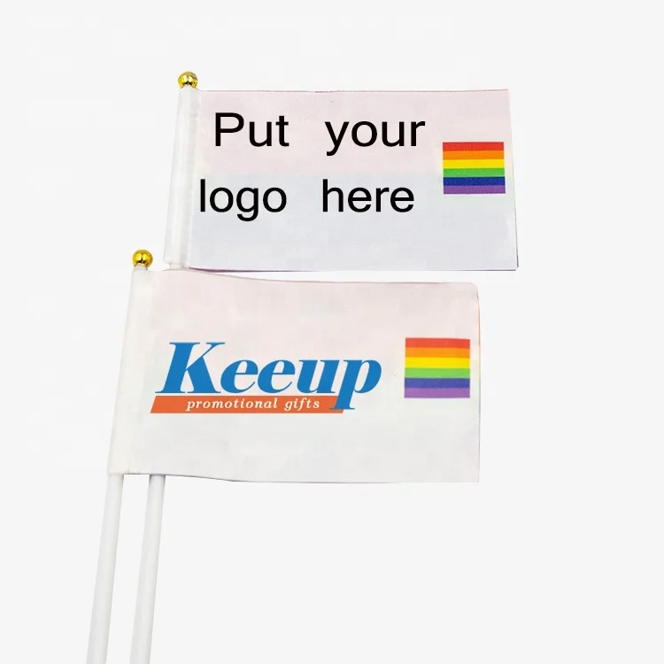 Cheap Polyester Car Flags Customized Print Waving Hand Flags Promotion Gay Pride Window Hand Held Flag for Car