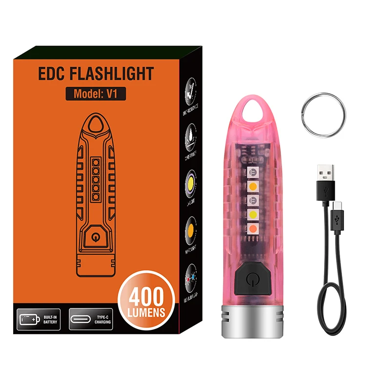 Boruit V1 12 Modes Keychain Emergency Torch Led Flashlight Multifunctional  IPX6 Type-c Rechargeable Mini Flashlight UV Lantern| Alibaba.com