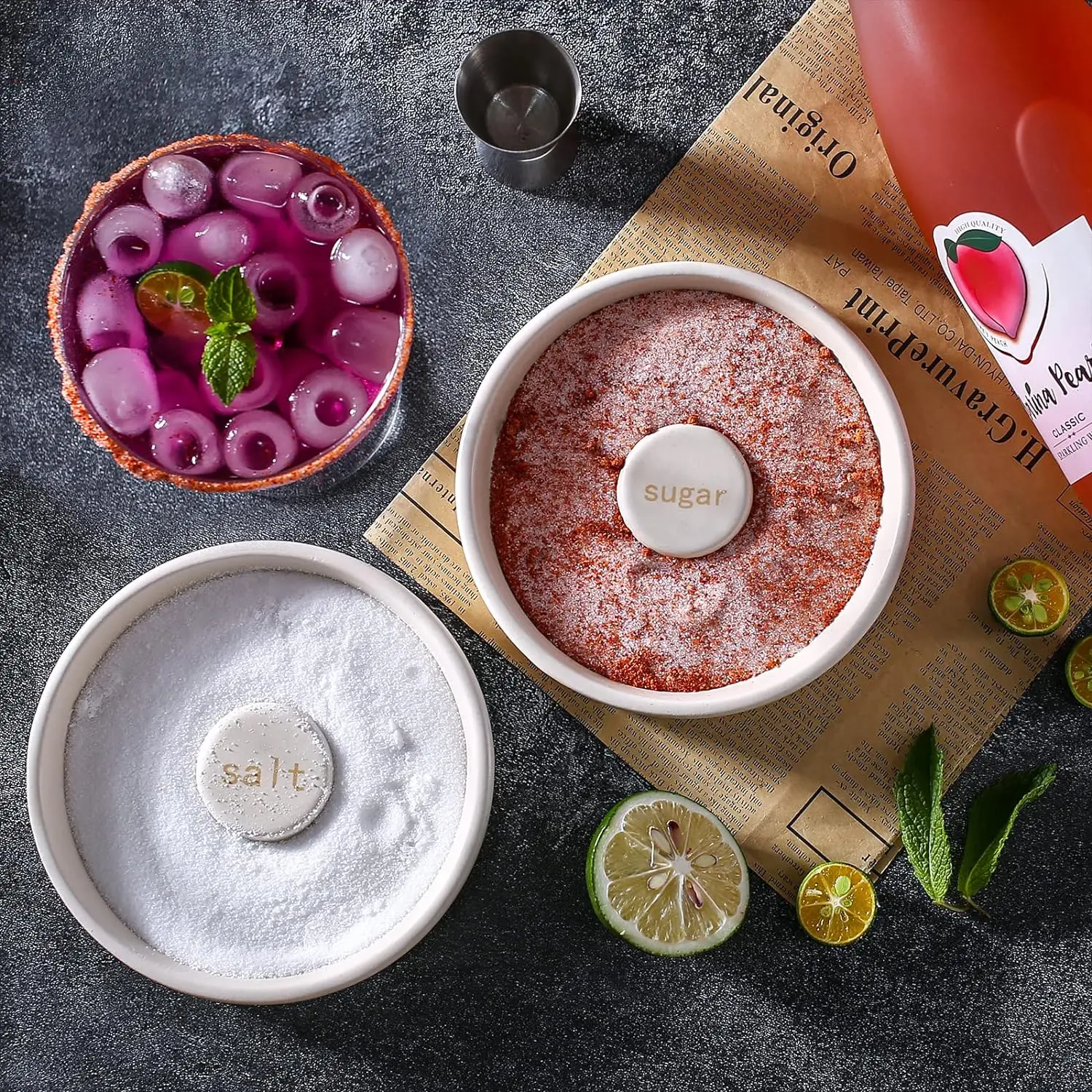 Margarita Salzbehälter Aus Keramik – Mit Deckel, Handgemacht, Für Salz, Zucker & Gewürze, Bar-Zubehör