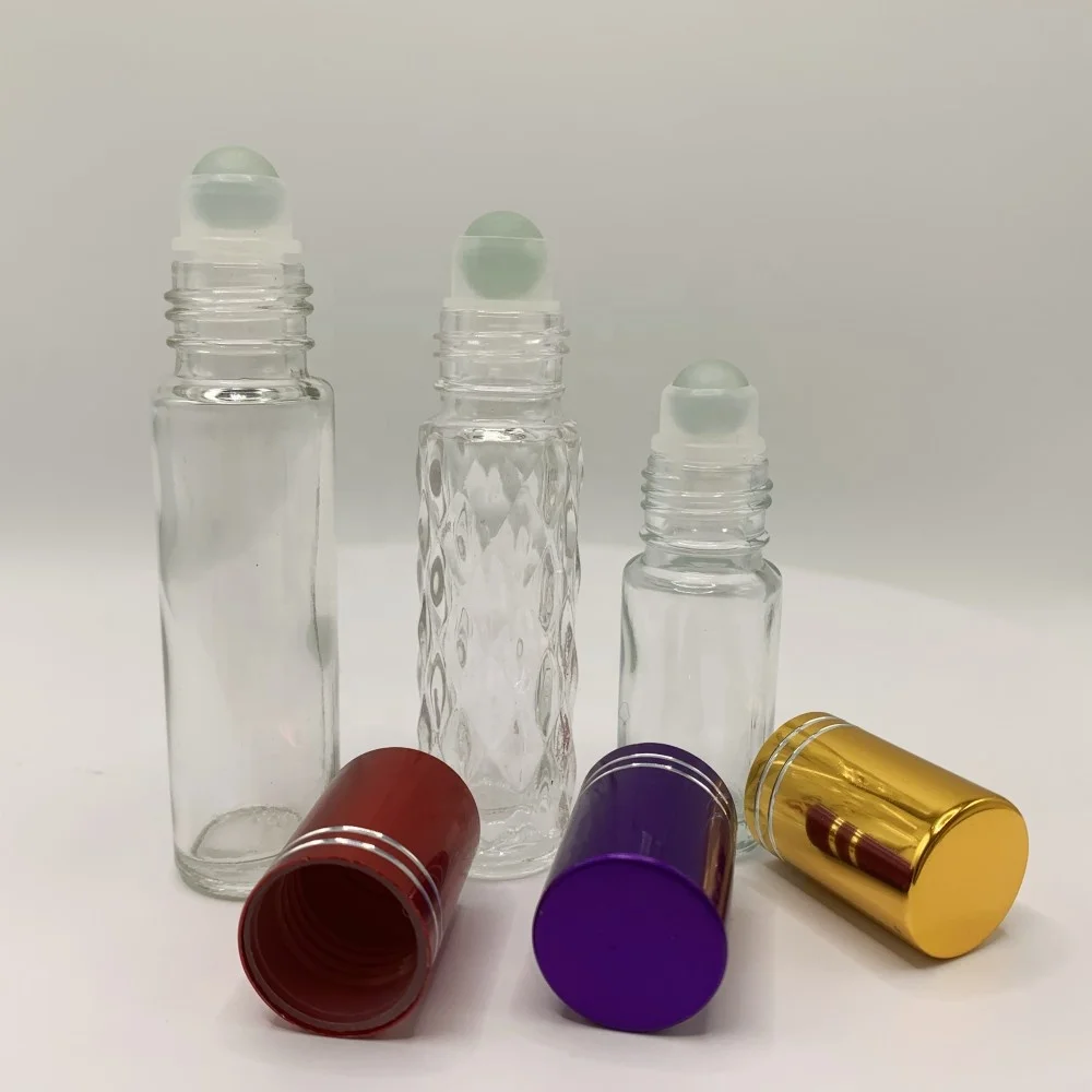 10 ml Clear Slim Round Glass Amber Bottle Perfume Bottles Essential Oil Glass Roll On Roller Bottle For Sale