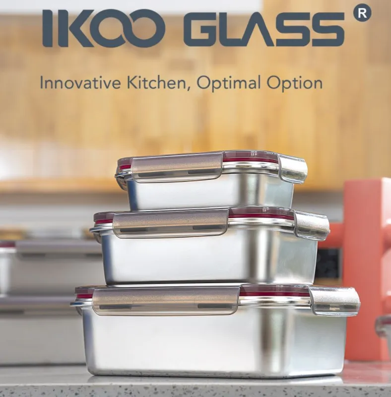 Contenitore per snack in acciaio inox con 2-3 scomparti, a prova di