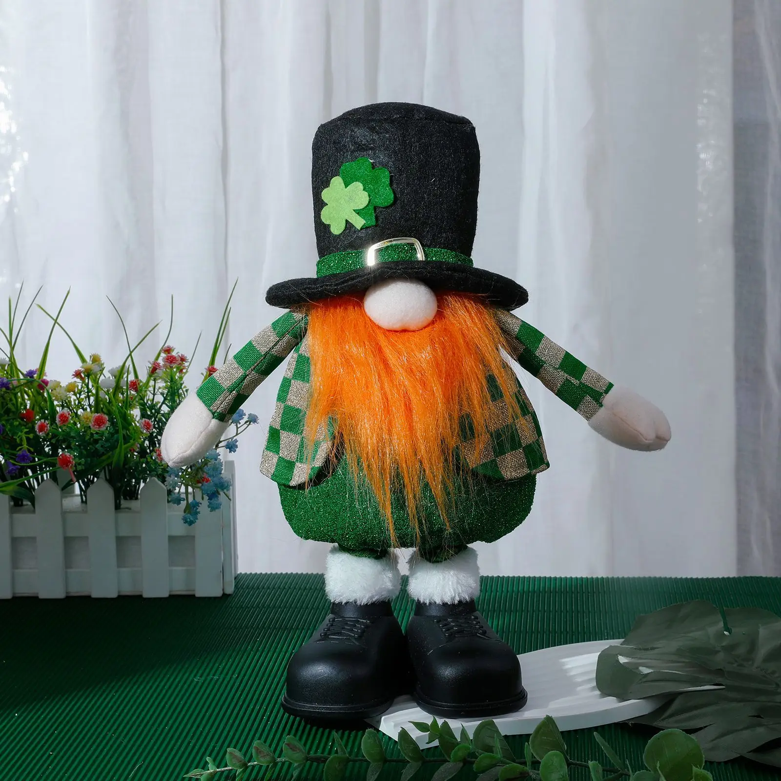 CustomPlushMaker: St. Patrick's Day Cotton Props - No Face Shamrock Knit Hat Couple Plush Toy Wholesale:sample