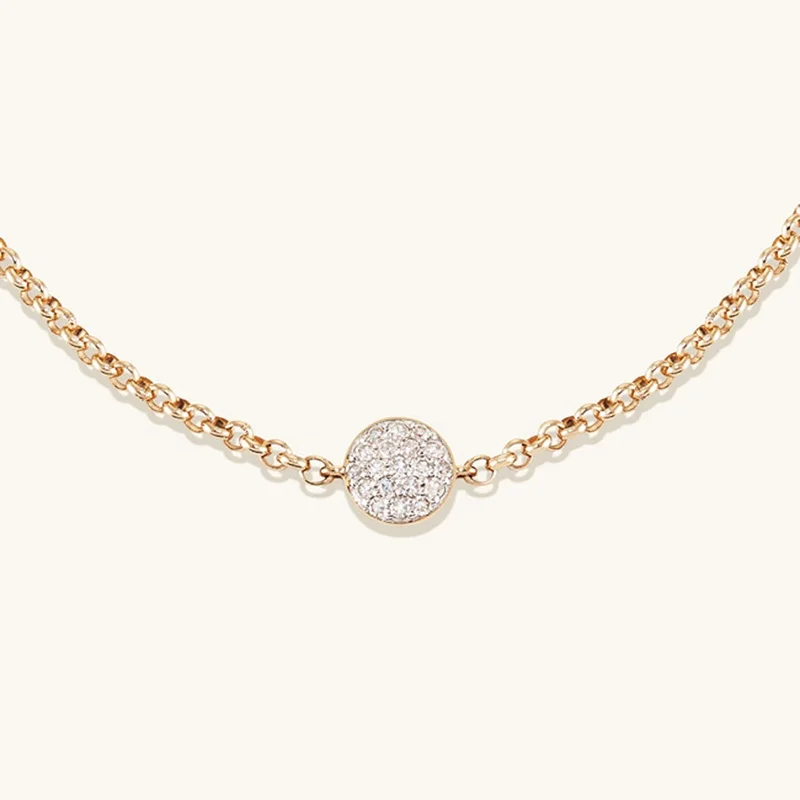 Milskye Hot Selling Minimalist Two Color Gold Plated Sterling Silver Pave Diamond Round Bracelet