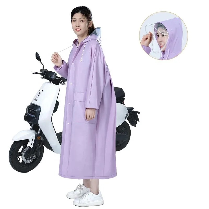 Adults Outdoor Waterproof Translucent Raincoat Long EVA Material Plastic Sleeve with  rain coat Design Model