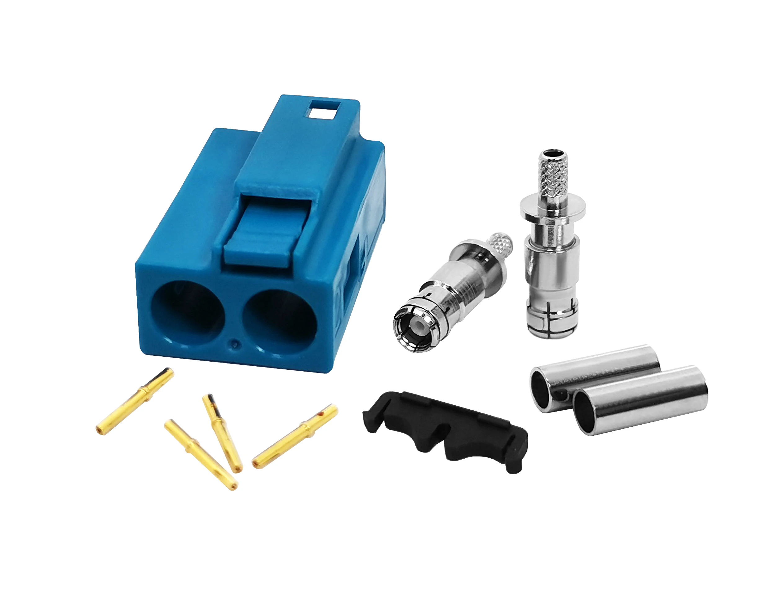 RF Coaxial SMB  male plug  blue Double fakra Crimp Straight Connector for rg316 rg174  Cable Fakra factory