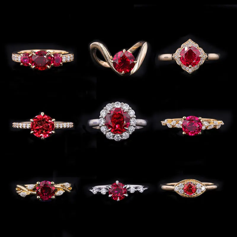 Lab Grown Ruby Round Cut Polished Blood Ruby Red Gemstones Lab Created Loose Ruby