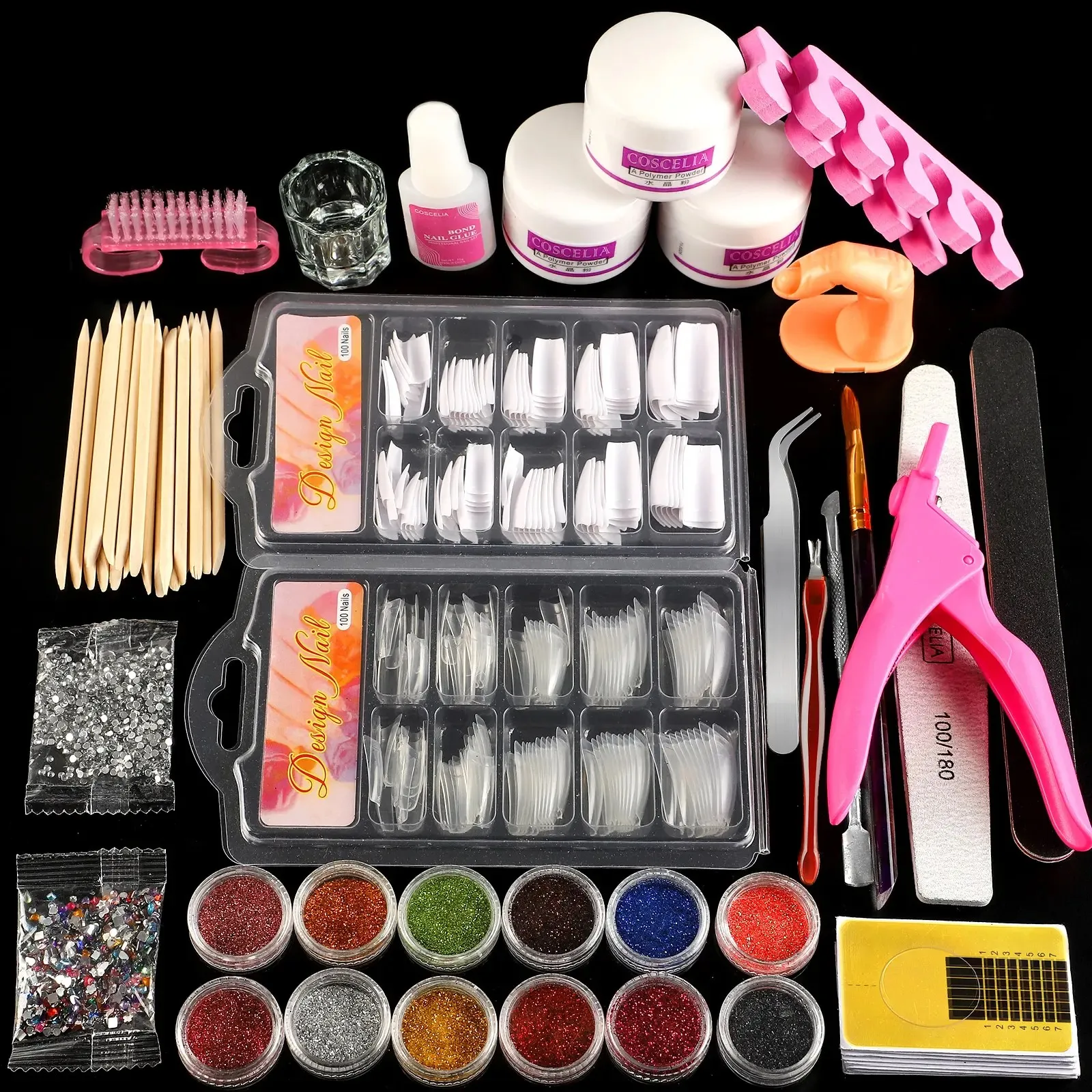 Professional Complete Acrylic Nail Kits Set Box 21kinds 42colors Nail ...