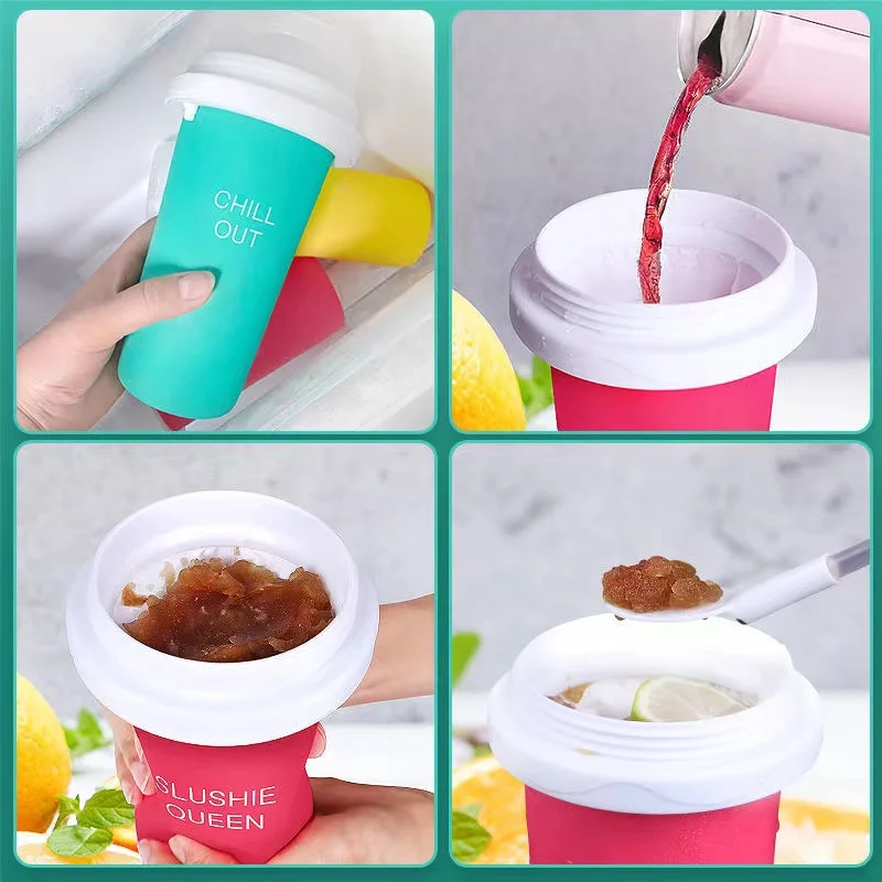 Silicone Quick-frozen Ice Cream Maker Squeeze Cup Diy Homemade Durable  Quick Cooling Slush Cups Milkshake Bottle Smoothie Cup