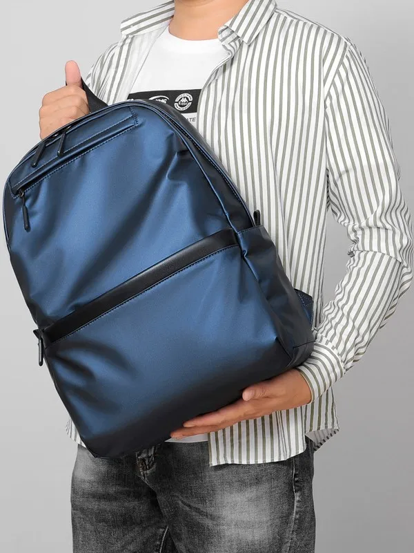 Light Luxury New Simple Fashionable Waterproof Polyester Men's Backpack Large Capacity Business Laptop Bag All-Match College