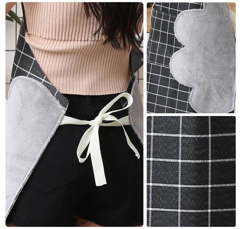 DLL96 Custom Ladies Waterproof Oil-Proof Large Pocket Apron With Hand-Wipe on Both Sides Chef PVC Kitchen Apron