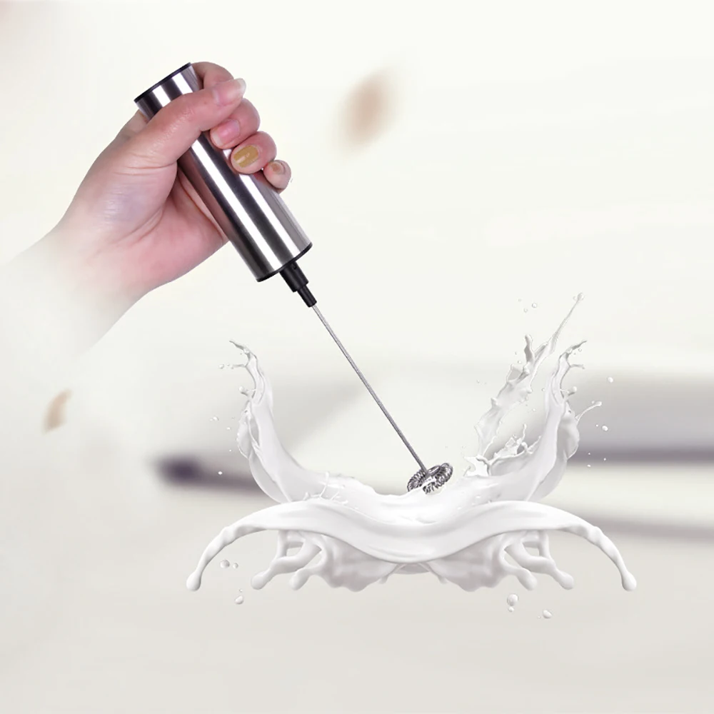 亚马逊热卖不锈钢自动打蛋器手持式咖啡起泡器电动牛奶起泡器