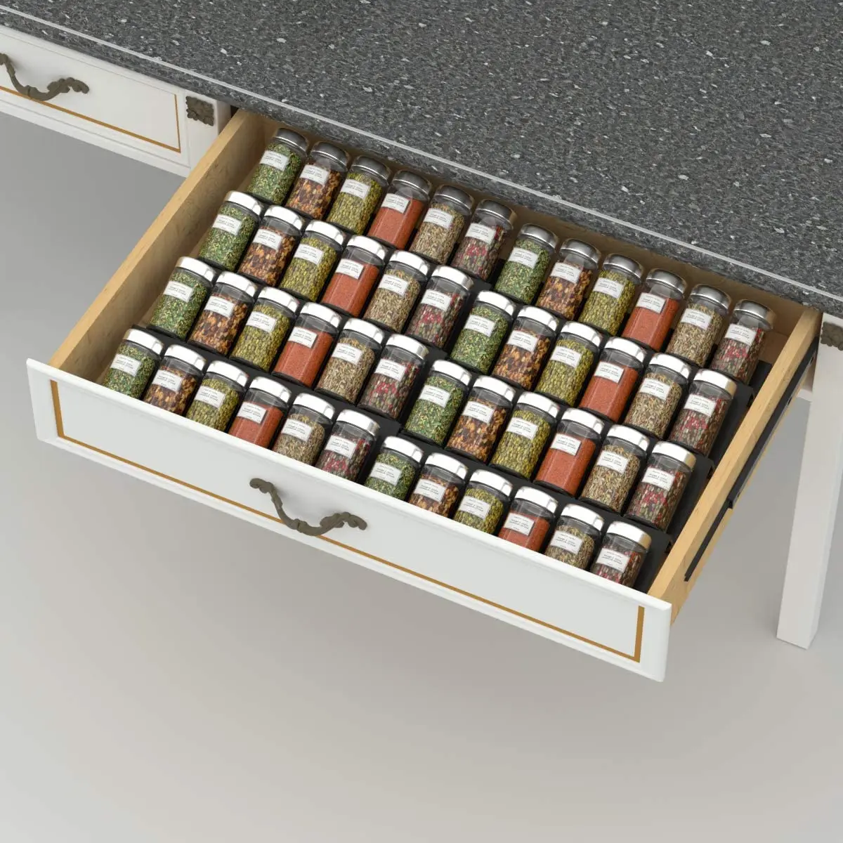 Adjustable Expandable Drawer Spice Rack Caddy Acrylic Condiment