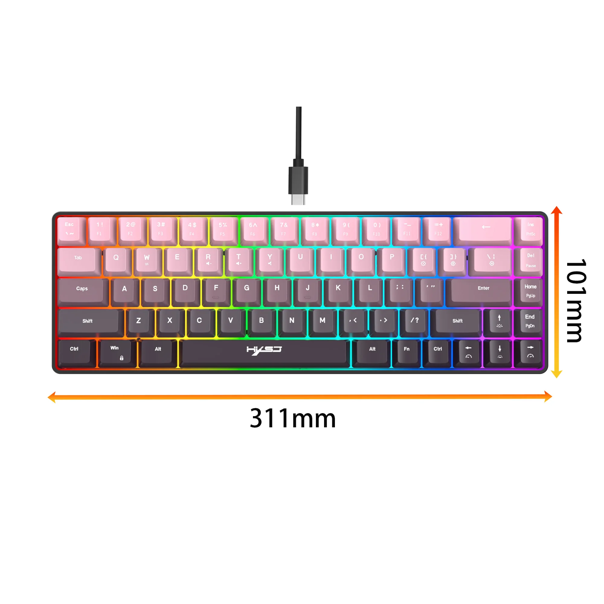 2025 New 65% Gaming RGB Backlit Keyboard Portable Ergonomic 68-Key