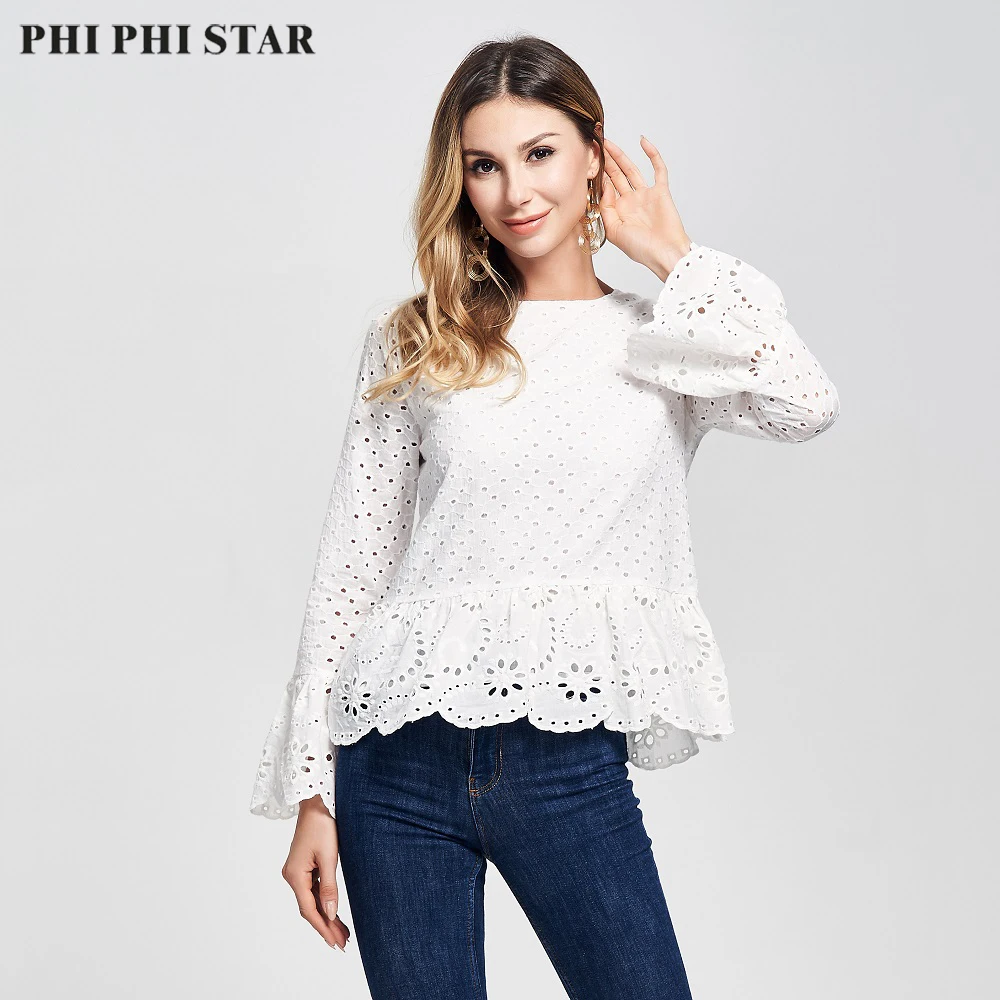 womens ruffle hem tops