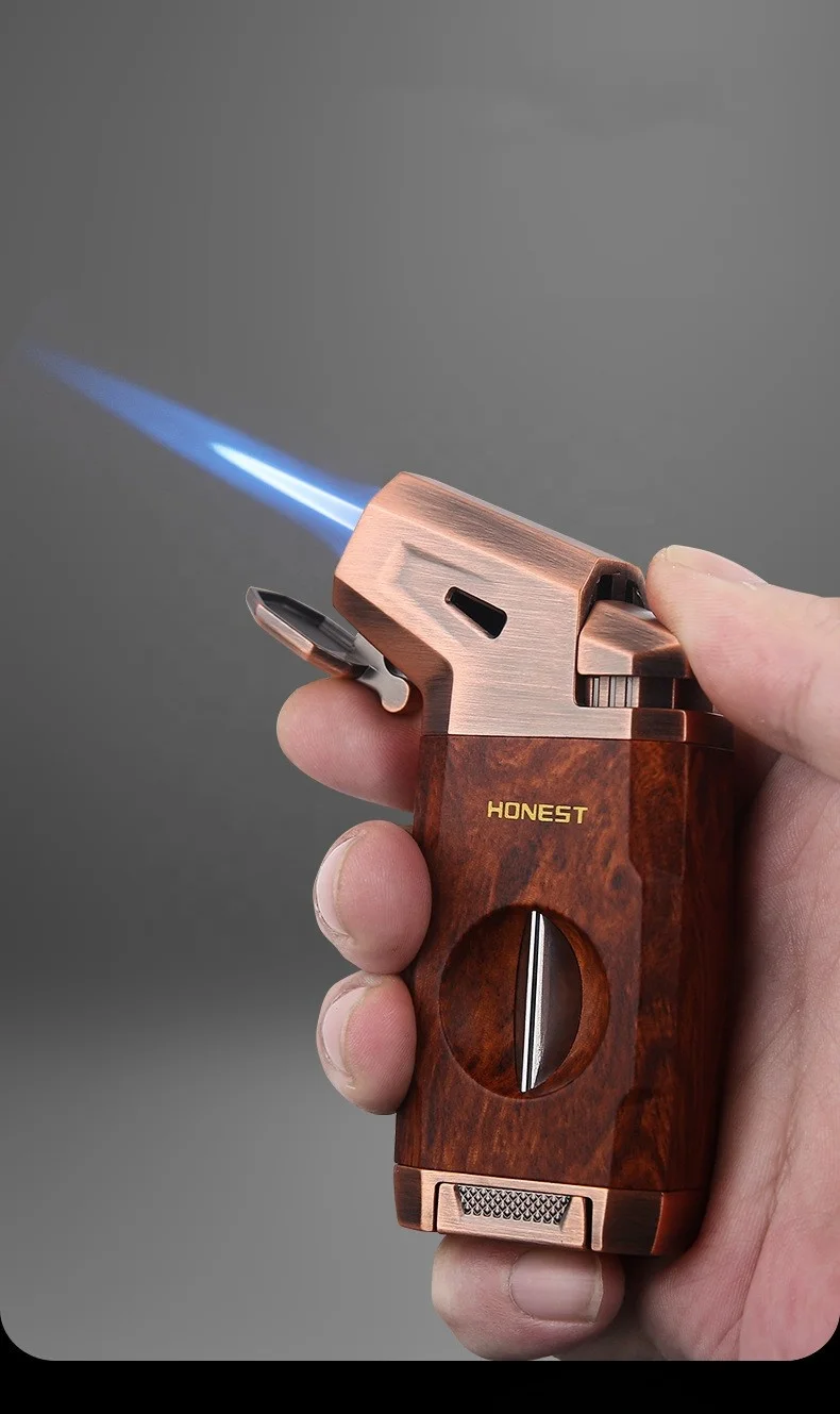 New Multifunctional Lighter 2-in-1 Inflatable Lighter with sharp Cigar Cutter and Visible air Chamber