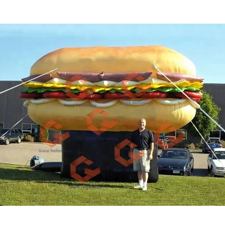 Custom PVC Hamburger  Food Model Balloon Giant Inflatable Hamburger Model for Outdoor Advertising