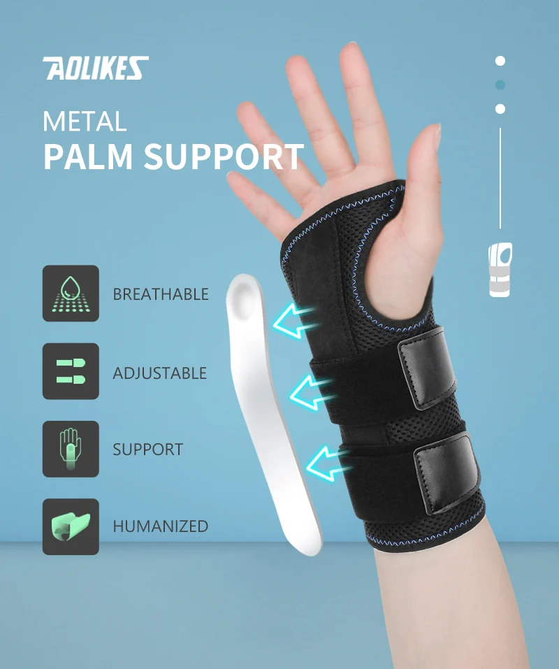 Aolikes Adjustable Wrist Support Brace - Removable Carpal Tunnel Splint ...