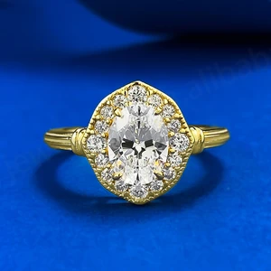 S925 Silver Classic European American Style High Lab Diamond Oval Cut Anniversary Ring for Women's Fashion