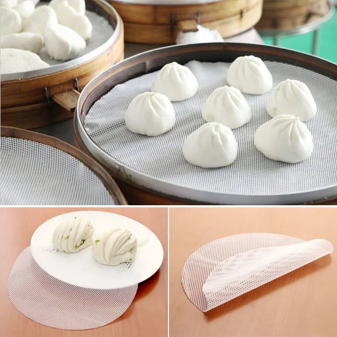 100 stuks Dim Sum Papier Wit Ronde Dumplings Mat Stoomboot Papier voor Bamboe Steamer, Hot Air Fryer, Stoomboot Airfryer Liner, Non-Stick Coating, Rond Bakpapier (5,5 inch
