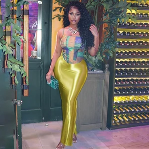 JY D24SK279  Maxi Satin Solid Color Elegant Skirt Women's Streetwear Maxi Boodycon Pencil Skirt 2024 Women Clothing
