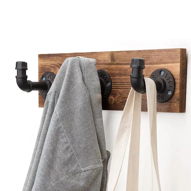 Wall Mounted Coat Hook Industrial Pipe Wall Hook Clothes Rack