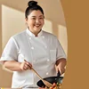 White Big and Tall Short Sleeve Chef Jacket Shirt
