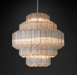 American Luxury Post-Modern Crystal Nordic Villa Chandelier for Living Room Restaurant Creative Iron Atmospheric Pendant Lights