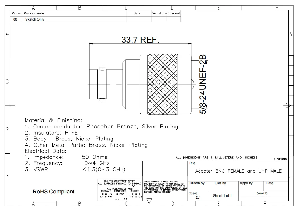 product coaxial adapter plug connector male clamp type coaxial cable connector582-2