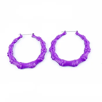 Colorful Fluorescent Bamboo Large Earrings European And American Performance Hip-Hop Hipster Singer Street Dance Earrings