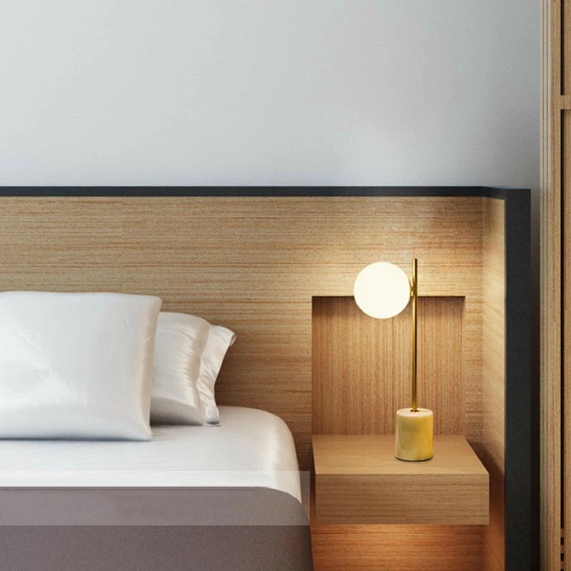 Simig Lighting Simple Modern Tischlampe White Marble Base Frosted Glass Ball Shade Bed Side Table Desk Lamp