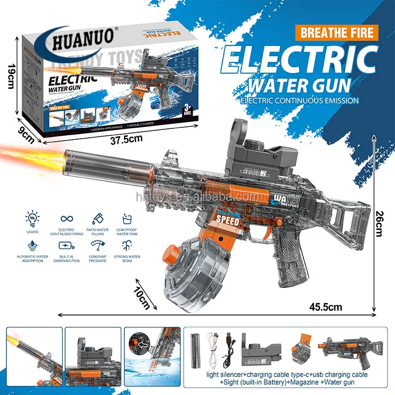 2024 Powerful Electric Water Gun UMP45 Water Squirt Gun With Sound 32 Ft Long Range Water Guns For Kids & Adult