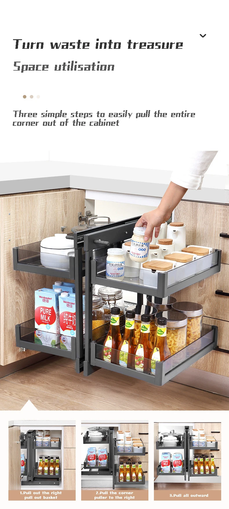 Kitchen Universal Magic Corner For Kitchen Blind Corner Swing