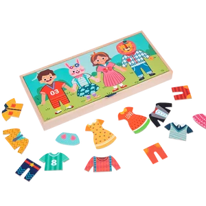 Fancy Kids Montessori Wooden Toys Drying Rack Clothes Dress-Up Jigsaw Puzzle Logical Thinking Matching Sorting Educational Toys