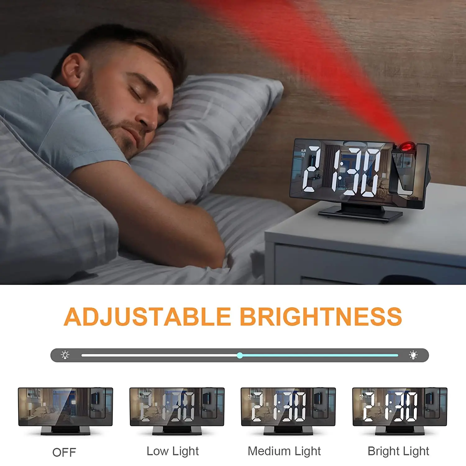 Desktop Electric Digital Projection Mini Light Alarm Table Mirror LED Clock With Time Projector