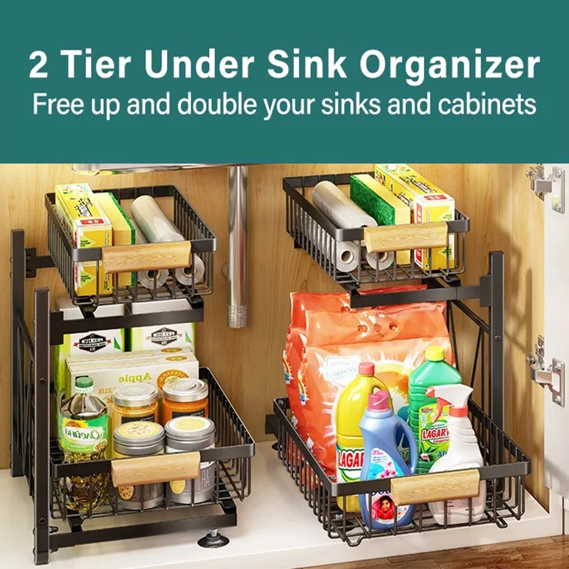 2023 New 2 Tier Kitchen Under The Sink Rack Storage Rack