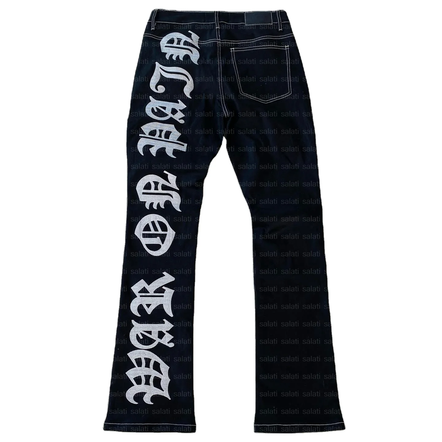 For High Waist Light Button Printed Skinny Heavy Cotton Stretch Hip Hop Streetwear Denim Trousers Stacked Jeans Pants Men gallery 8