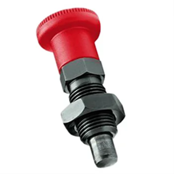 Alloy Steel hex screw lock retractable Indexing plungers with knurling red knob factory price