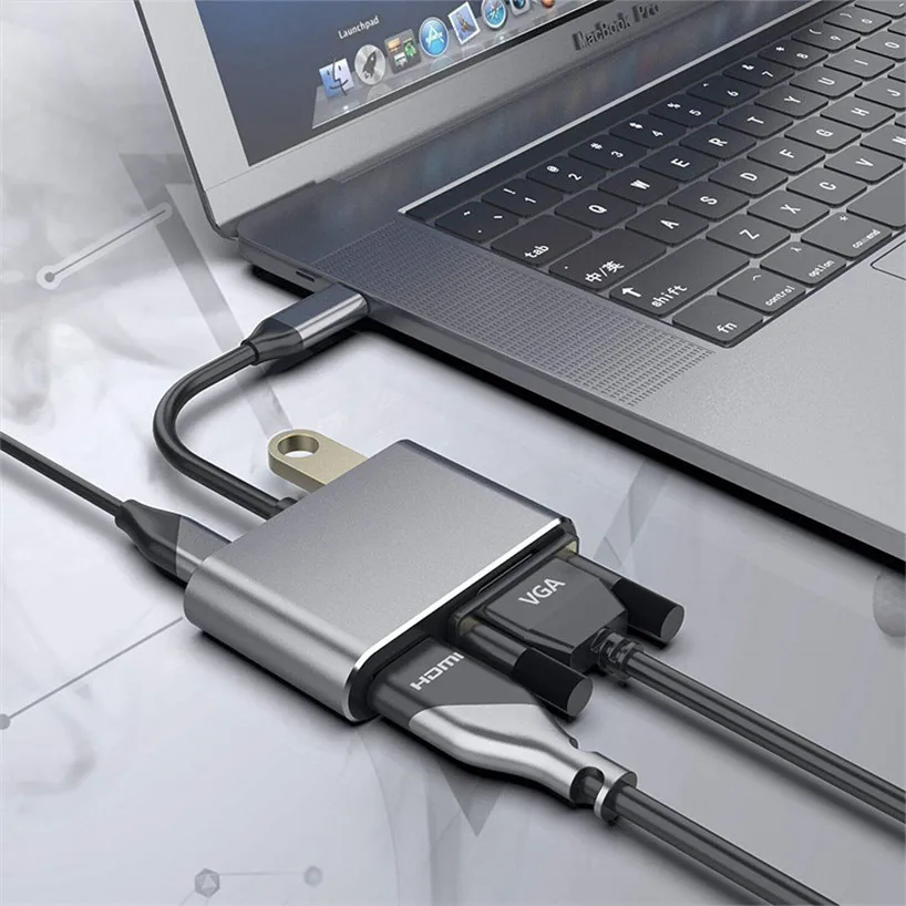4  2 in 1 USB C 3.1 HDMI VGA Adapter TYPE C Type-c to HDMI 4K VGA UHD Converter Adapter For Macbook Samaung  Huawei Google