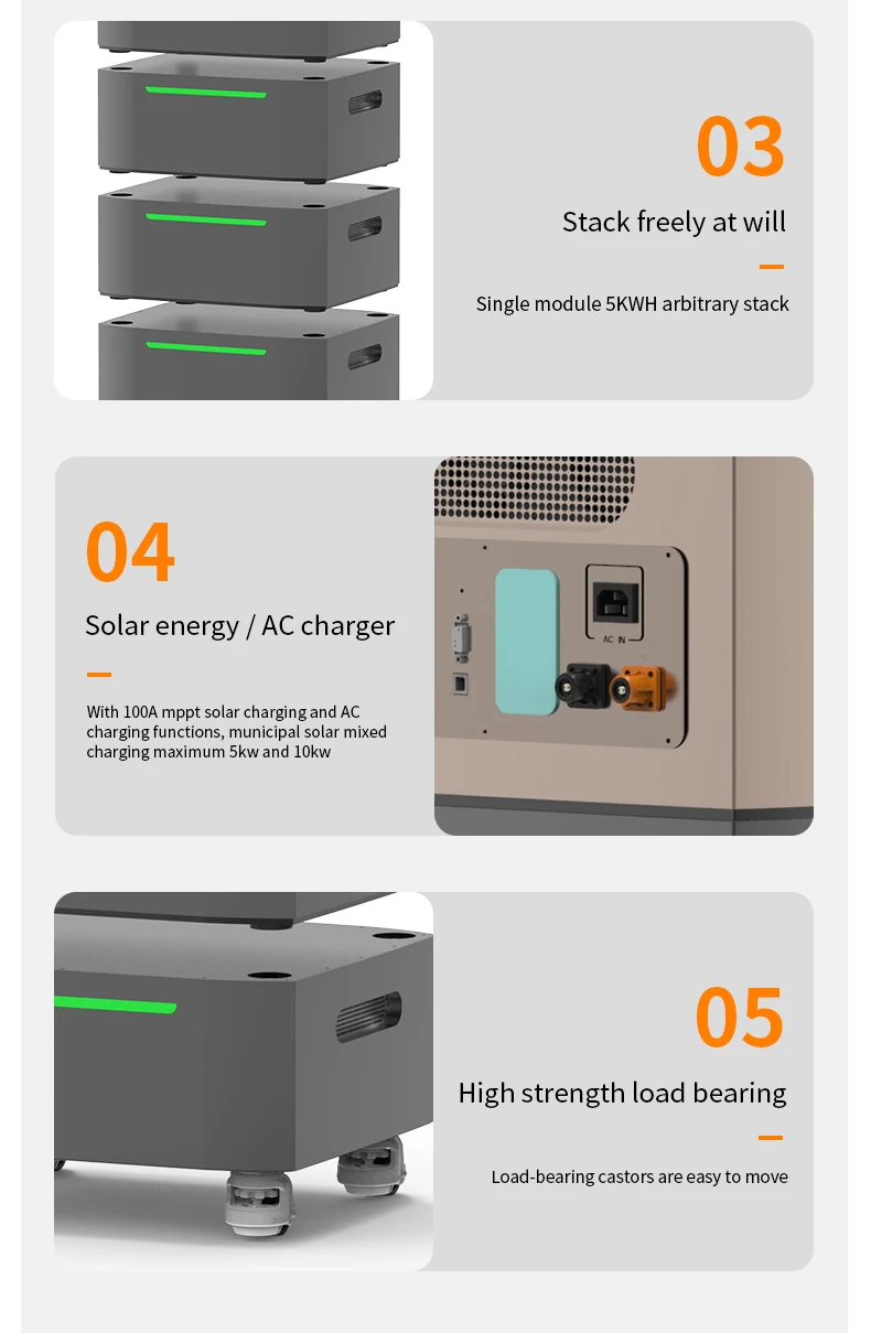 Mobile Wheeled Stackable Energy Storage Stacked LiFePo4 Battery 5KW ...