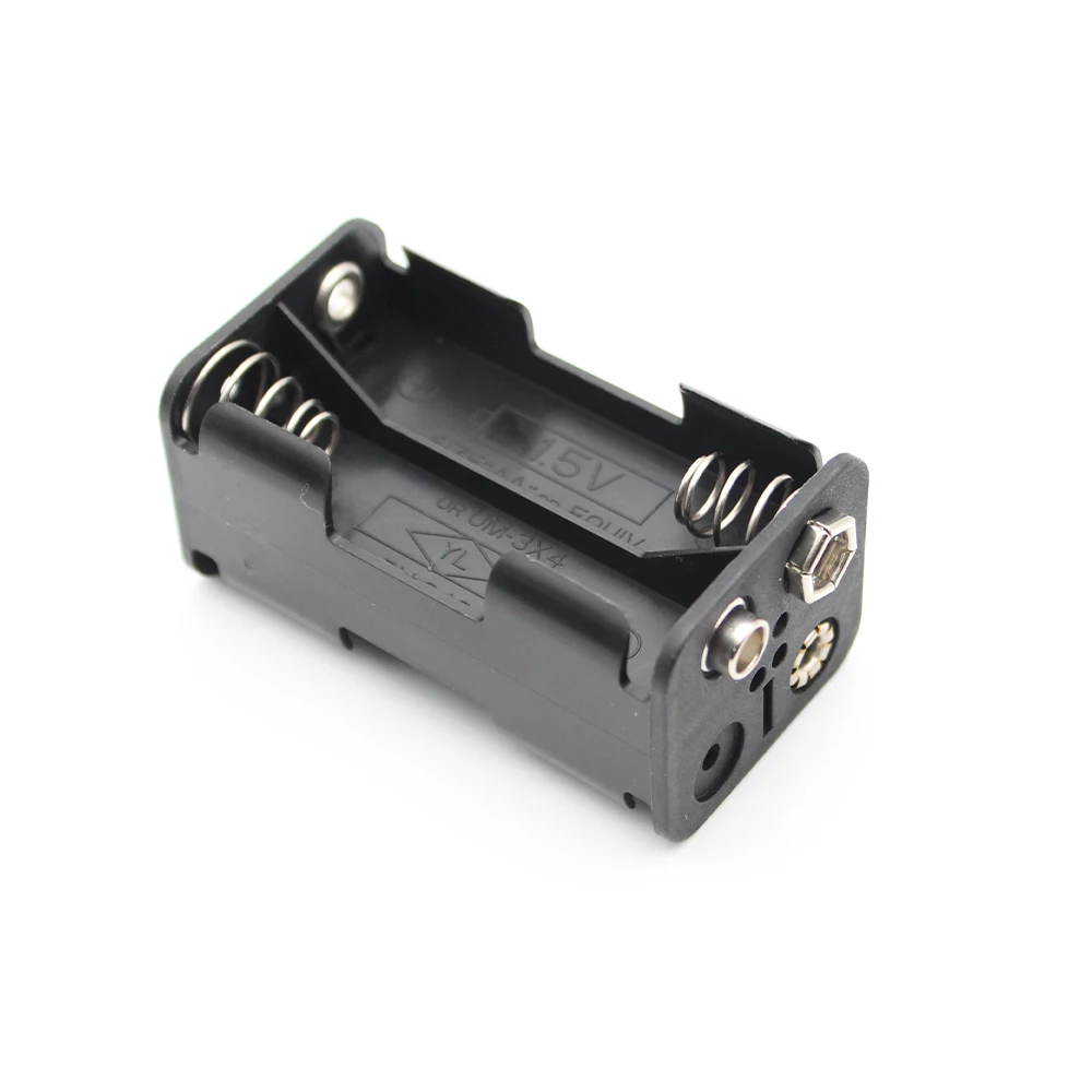 Dual Layer Battery Holder Back-to-Back 4*AA Battery Box with Electrode Cap Outlet Accessory for Multiple AA Batteries
