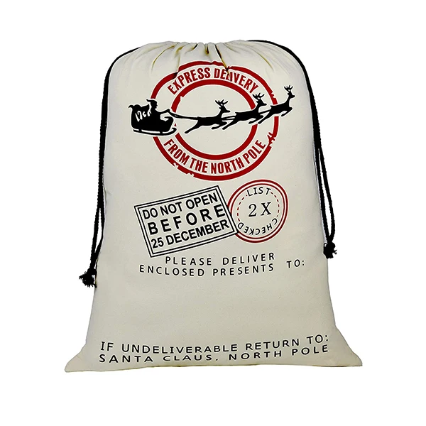 Экологичный мешок с Санта Клаусом на заказ белый большого размера со звездами Подарочная Рождественская сумка Санта-Клаусом натуральный хлопчатобумажный холст экологически чистые